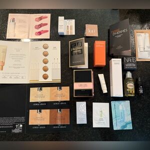 Luxury lot of skin care, cosmetics, and fragrance samples
